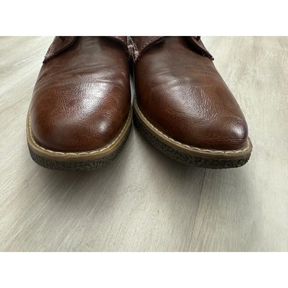 Deer Stags Zander Kids Brown Faux Leather Memory Foam Oxford Dress Shoes Size 3M - Picture 2 of 8